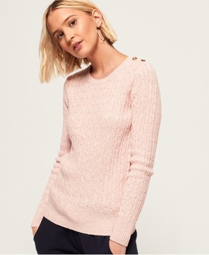 Superdry Croyde Cable Knit Női Kötöttáru Rózsaszín | RJFCZ2048